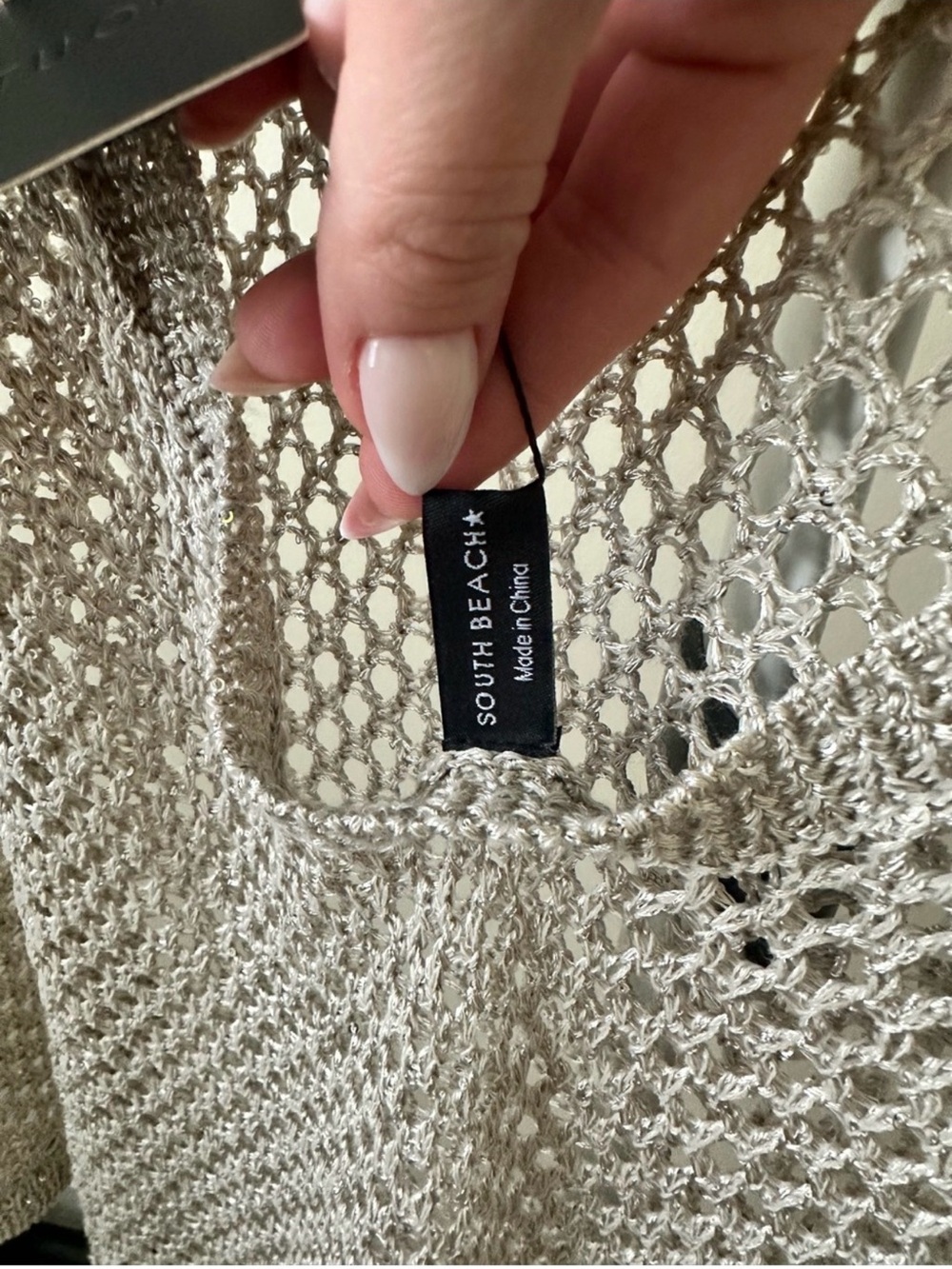 NWT South Beach x Misha Grimes Metallic Crochet Knit Maxi Beach Cover Up Dress - Picture 6 of 6